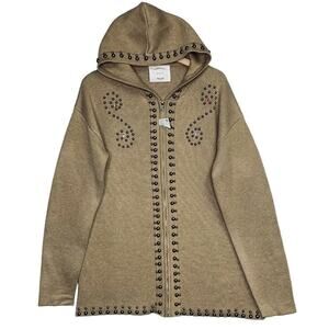 Free People x Understated Studded Hooded Cardigan Coatigan Womens XS/S NWT $200
